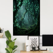 Enchanted Glowing Forest Fantasy Art ポスター (ホームオフィス)
