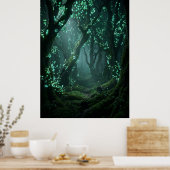 Enchanted Glowing Forest Fantasy Art ポスター (キッチン)