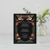 Enchanted Gothic Raven Rose Wedding Details Card 箔シーズンポストカード (立ち正面)