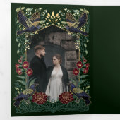 Enchanted Gothic Raven Snapdragon Dahlia Wedding 三つ折り招待状 (内部最初)