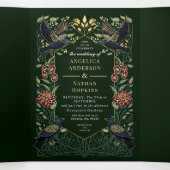 Enchanted Gothic Raven Snapdragon Dahlia Wedding 三つ折り招待状 (内部中)