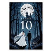 Enchanted Gothic Spooky Wedding Couple Forest テーブルナンバー (正面)