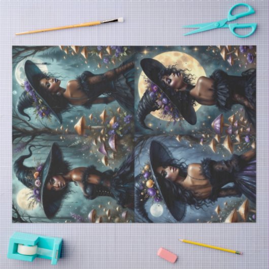 Enchanted Gothic Witches w Mushrooms & Moonlight 薄葉紙 (クラフト)