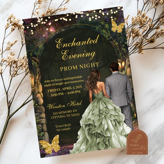 Enchanted Green Forest Prom Invitation 招待状