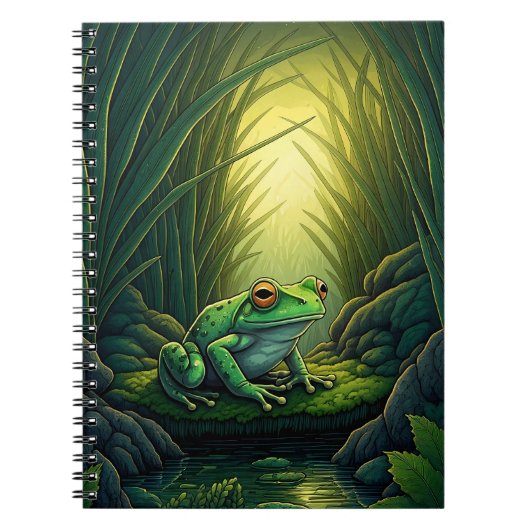 Enchanted Green Frog in a Forest ノートブック (正面)