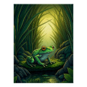 Enchanted Green Frog in a Forest ポスター (正面)