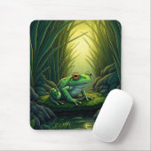 Enchanted Green Frog in a Forest マウスパッド (マウス)