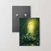 Enchanted Green Frog in a Forest 缶バッジ (正面/裏面)