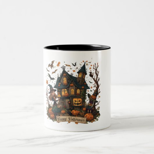 Enchanted Haunted House Halloween ツートーンマグカップ (中央)