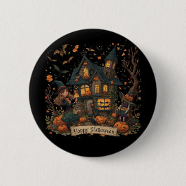 Enchanted Haunted House Halloween 缶バッジ