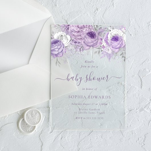 Enchanted Lavender Baby Shower アクリル招待状