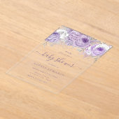 Enchanted Lavender Baby Shower アクリル招待状 (レイダウン)