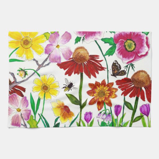 Enchanted Meadow Botanical Art Kitchen Towel キッチンタオル (横)