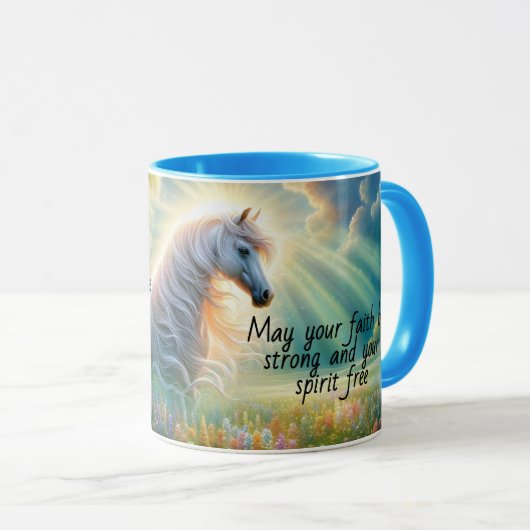 Enchanted Meadow White Horse Mug マグカップ (正面右)