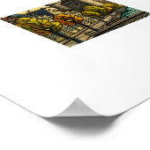 Enchanted Medieval Castle Stained Glass Canal Illu ポスター (角)