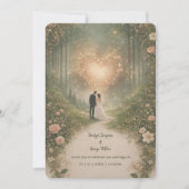 Enchanted Medieval Heart Forest Romantic Wedding 招待状 (正面)