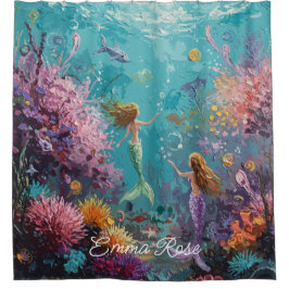 Enchanted Mermaid Underwater Scene シャワーカーテン