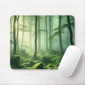 Enchanted Misty Forest Serene Green Woodland Scene マウスパッド (マウス)