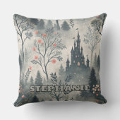 Enchanted Misty Forest with Dark Castle – Ethereal クッション (裏面)