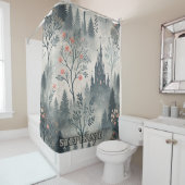 Enchanted Misty Forest with Dark Castle – Ethereal シャワーカーテン (インサイチュ)