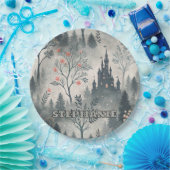 Enchanted Misty Forest with Dark Castle – Ethereal ペーパープレート (パーティー)