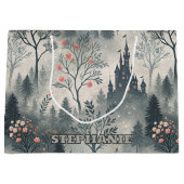 Enchanted Misty Forest with Dark Castle – Ethereal ラージペーパーバッグ (正面)