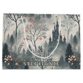 Enchanted Misty Forest with Dark Castle – Ethereal ラージペーパーバッグ (裏面)
