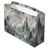 Enchanted Misty Forest with Dark Castle – Ethereal ラージペーパーバッグ (裏面アングル)