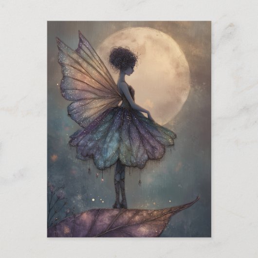 Enchanted Moonlight Fairy Watercolor Fantasy ポストカード (正面)