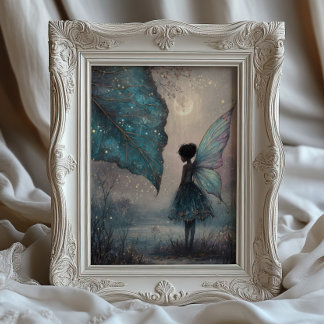 Enchanted Moonlit Leaf Fairy Fantasy Art ポスター