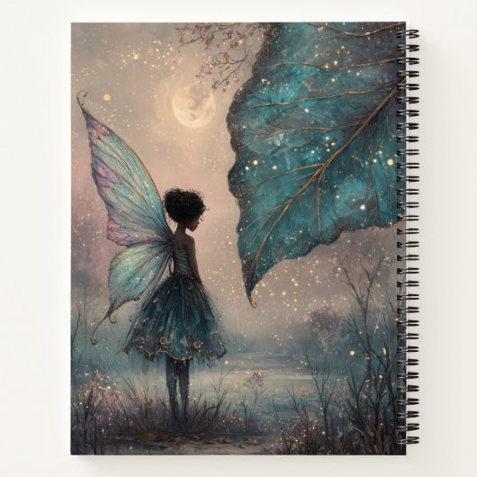 Enchanted Moonlit Leaf Fairy Watercolor Fantasy ノートブック (裏面)