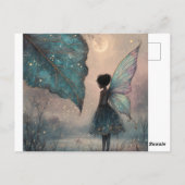 Enchanted Moonlit Leaf Fairy Watercolor Fantasy ポストカード (裏面)