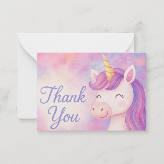 Enchanted Mystical Unicorn Thank You Card ノートカード (正面)
