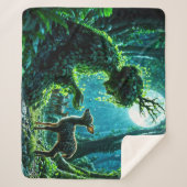 Enchanted nature guardian feeding a baby fawn シェルパブランケット (正面)