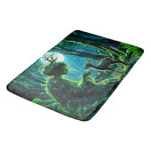 Enchanted nature guardian feeding a baby fawn バスマット (アングル)