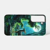 Enchanted nature guardian feeding a baby fawn samsung galaxyケース (裏面横)