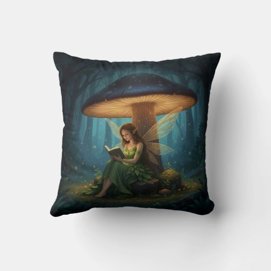 Enchanted Night Fairy Reading a Book クッション (裏面)