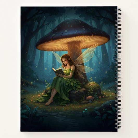 Enchanted Night Fairy Reading a Book Notebook ノートブック (裏面)