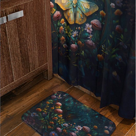 Enchanted Night Garden Celestial Floral Dreamscape バスマット