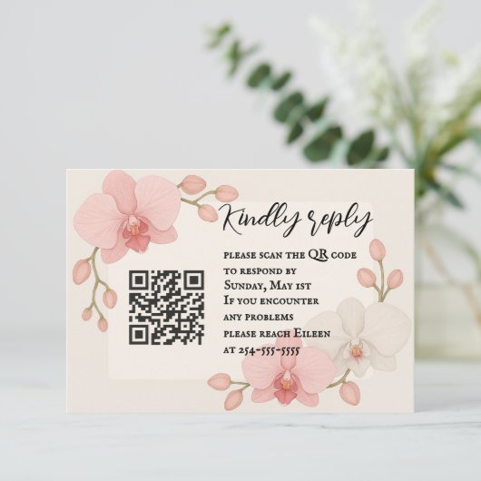Enchanted Orchid QR Code RSVP Card (スタンド正面)