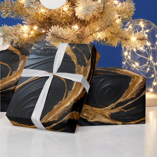 Enchanted Ornament Golden Holiday Gift Wrap ラッピングペーパー (クリスマス)