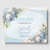 Enchanted Pastel Blue White Peonies Sweet Sixteen  ゲストブック (正面)