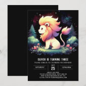 Enchanted Pastel Lion Birthday  招待状 (正面/裏面)