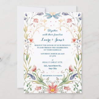 Enchanted Pastel watercolor Floral Garden Wedding 招待状