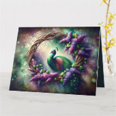 Enchanted Peacock Floral Wreath カード (黄色い花)