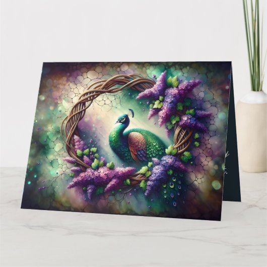 Enchanted Peacock Floral Wreath カード (正面)