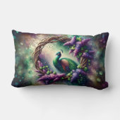 Enchanted Peacock Floral Wreath ランバークッション (裏面)