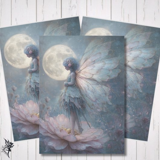 Enchanted Pink Fairy Watercolor Fantasy Decoupage 薄葉紙