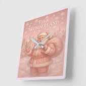 Enchanted Pink Wonderland Santa  スクエア壁時計 (傾斜)