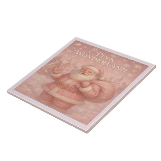 Enchanted Pink Wonderland Santa Ceramic Tile タイル (側面)